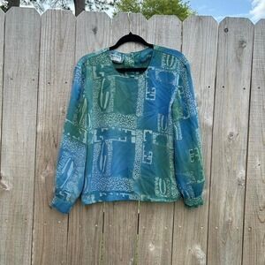 Vintage long sleeve retro top by the landmark size medium Whimsy spring fall